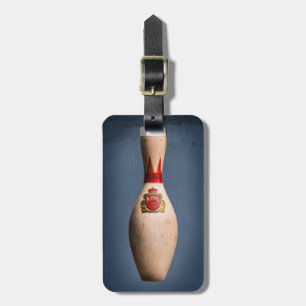 Retro Bowling Kung Pin on Blue, Bag Märkre Bagagebricka
