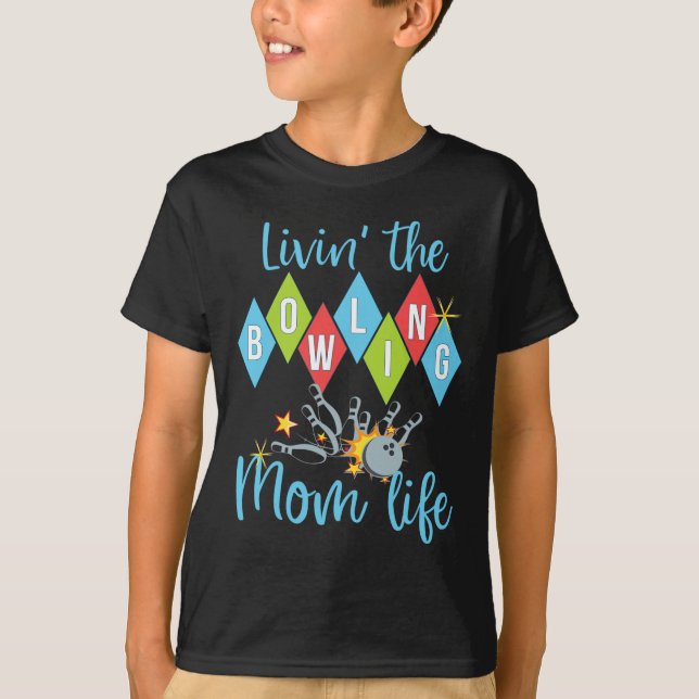 Retro Bowling Mamma Bowler Drottning D  T Shirt (Framsida)
