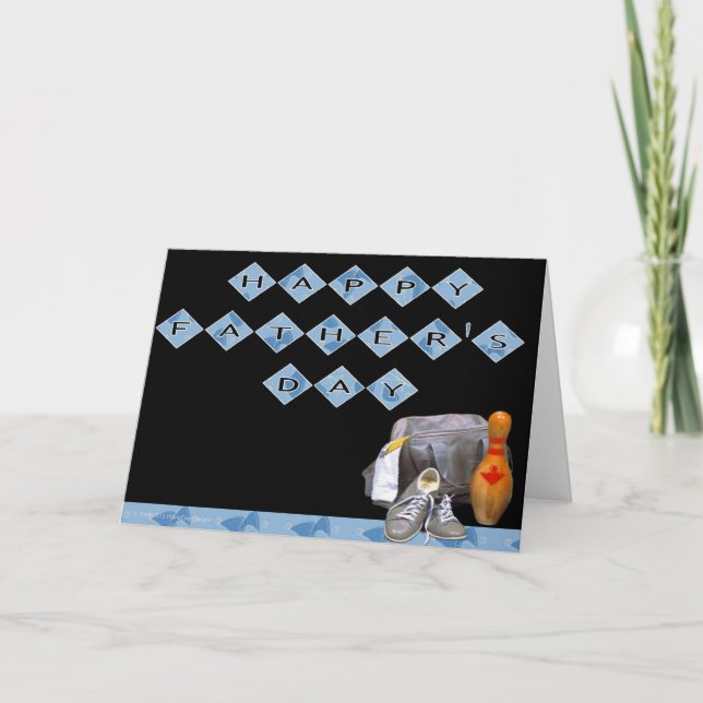 Retro Bowling Night Lycklig Fars dag Card Kort (Framsida)