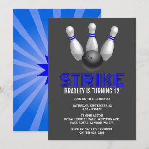 Retro Bowling oavsett ålder Födelsedag Inbjudningar