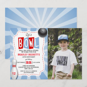 Retro Bowling oavsett ålder Foto från födelsedagen Inbjudningar