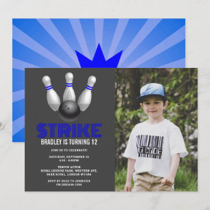 Retro Bowling oavsett ålder Foto från födelsedagen Inbjudningar