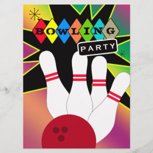 Retro Bowling Party Inbjudningar