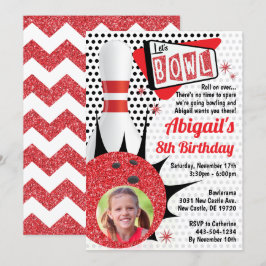 Retro Bowling Party Sock Skutt Pin Up med Photo Inbjudningar