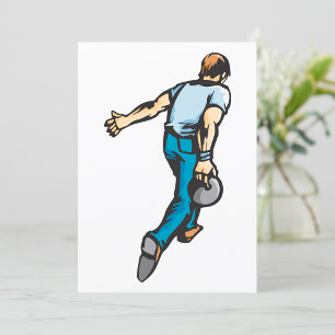 Retro Bowling Player genom Boll Inbjudningar