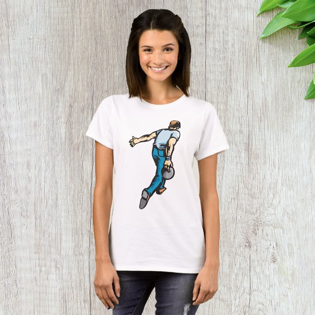 Retro Bowling Player genom Boll T Shirt (Skapare uppladdad)