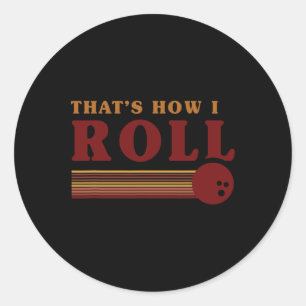 Retro Bowling Så rullar jag T-shirt Runt Klistermärke