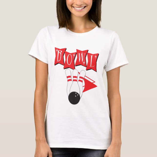 Retro Bowling Shirt Tee Shirt (Framsida)