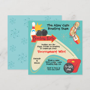 Retro Bowling Team League Party Inbjudningar