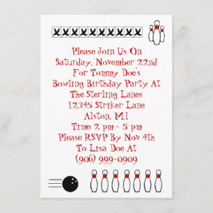 Retro Bowling Themar Party-inbjudningar Lingo till Inbjudningar
