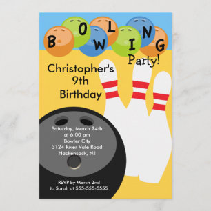 Retro bowlingfödelsedagsfest inbjudan