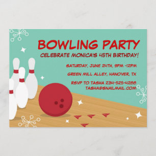 Retro bowlingfödelsedagsfest inbjudan