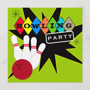 Retro bowlingparty inbjudningar
