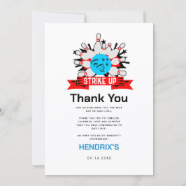 Retro Bowlingsbarn 1-års födelsedagsfest Tack Kort