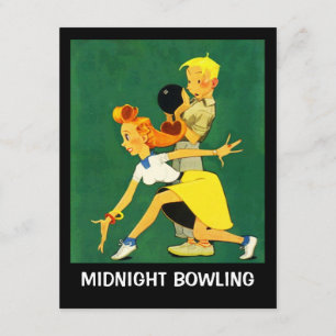 Retro Bowlingsfest Ligainbjudan Midnatt Inbjudningar