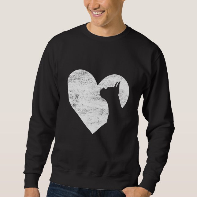Retro Boxer Hund Heart Valentindagen Hund älskare Lång Ärmad Tröja (Framsida)