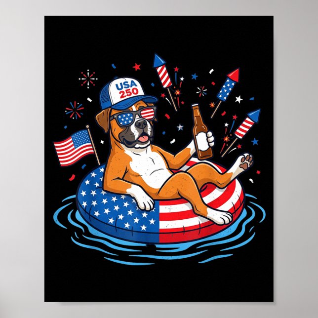 Retro boxer öl usa 250-årsjubileum 4 juli poster (Framsidan)
