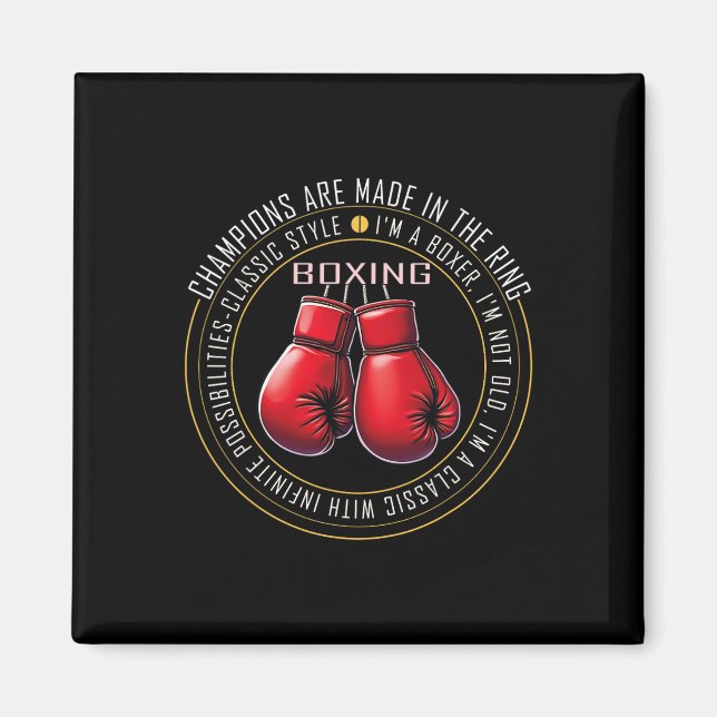 Retro Boxing-handskar av Kärlek för boxar 5 Magnet (Framsidan)
