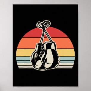 Retro Boxing-handskar av Vintage Solnedgång Poster