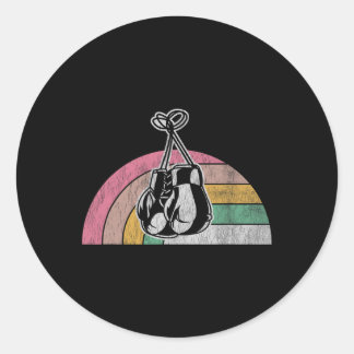 Retro Boxing-handskar Regnbåge Vibes Runt Klistermärke