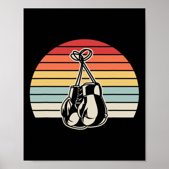 Retro Boxing-handskar Solnedgång 1 Poster (Framsidan)