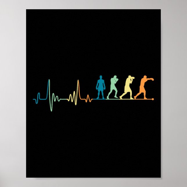 Retro Boxing-pulsslag - Boxing Älskare Boxer Kickb Poster (Framsidan)
