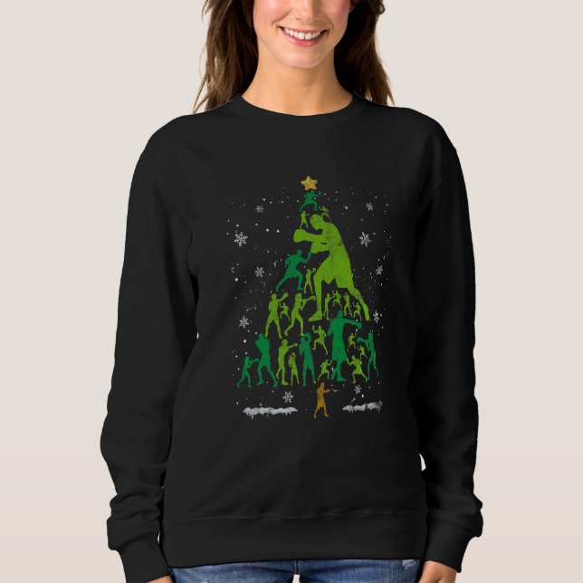 Retro Boxning Julgran Xmas Boxning Spelare Kärlek T Shirt (Framsida)