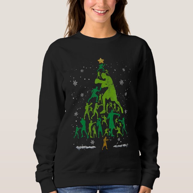 Retro boxning julgran Xmas boxning spelare kärlek T Shirt (Framsida)