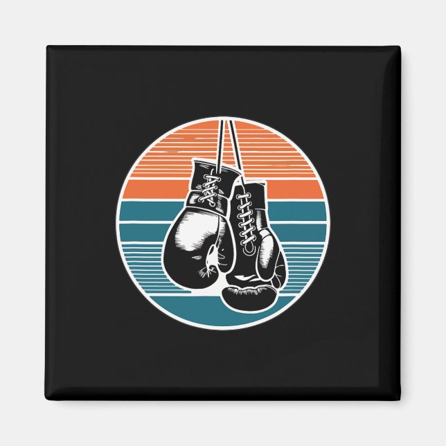 Retro boxningshandskor Sunset Kickboxing Boxningsä Magnet (Framsidan)