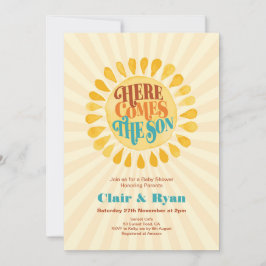 Retro Boy Shower, här kommer Son Inbjudningar