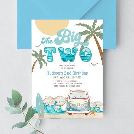 Retro Boy The Big TWO Surfing 2nd Birthday Party Inbjudningar