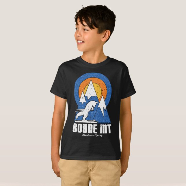 Retro Boyne Mountain Ski White Fox T-Shirt (Hel framsida)