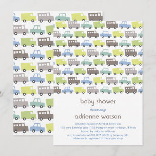 Retro Boys Leksaker Transport Baby Shower-inbjudan Inbjudningar