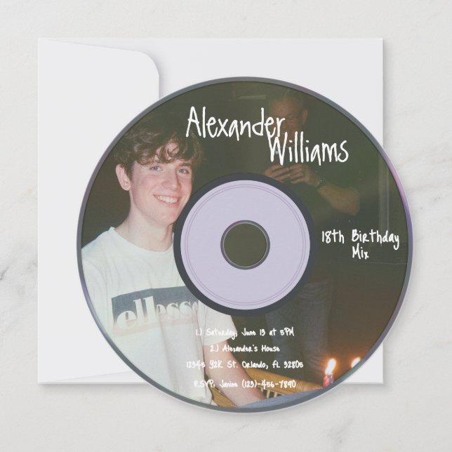 Retro Boys Musik CD Födelsedagsinbjudan Inbjudningar (Framsida)