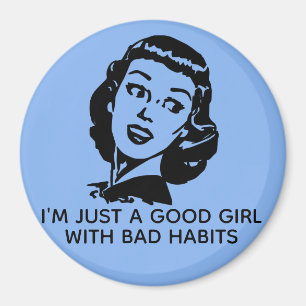 Retro Bra Girl Quote Magnet