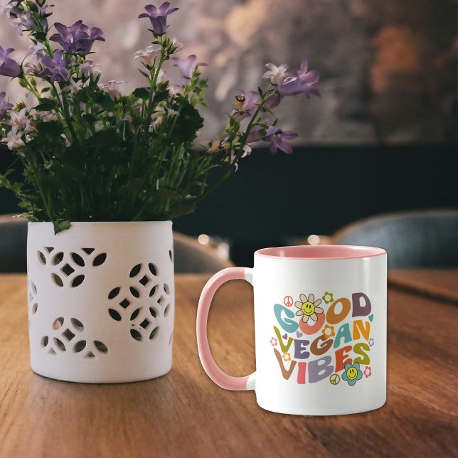 Retro Bra Vegan Vibes Mugg (Skapare uppladdad)