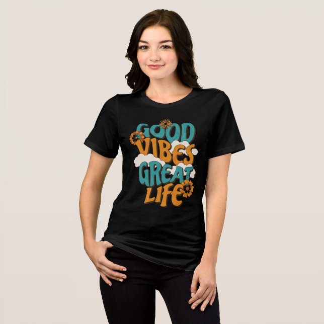 Retro Bra Vibbar Stort Liv Blommor T Shirt (Framsida Full)