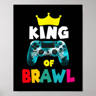 Retro Bråk Kung Spelare Spel Bråkare Bråk Roligt Poster