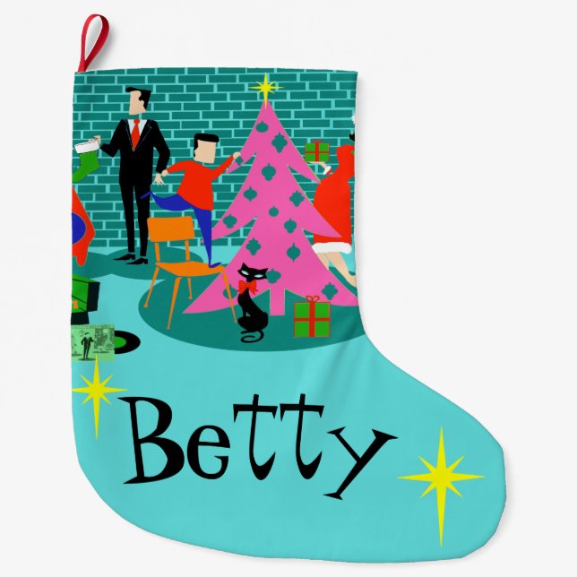 Retro bräm julgranstrumpan stor julstrumpa (Framsidan)