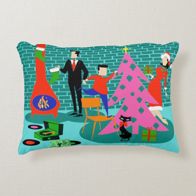 Retro bräm som julgranbrytningen kudder prydnadskudde (Framsidan)