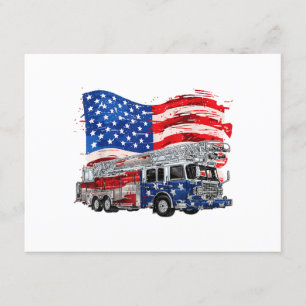 Retro brandbil brandman USA flag 4:e  Tilläggskort