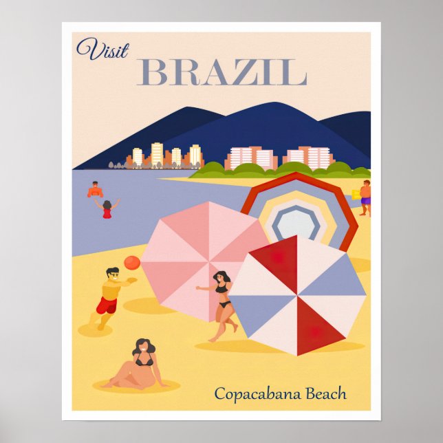Retro Brasilien Copacabana Beach Travel Poster (Framsidan)