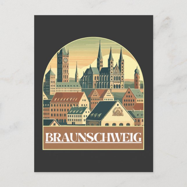 Retro Braunschweig Skyline Vykort (Framsida)