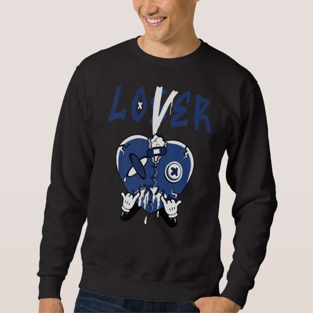 Retro Brava Blue 13s Loser Heart 13 Brava Blue Lång Ärmad Tröja (Framsida)