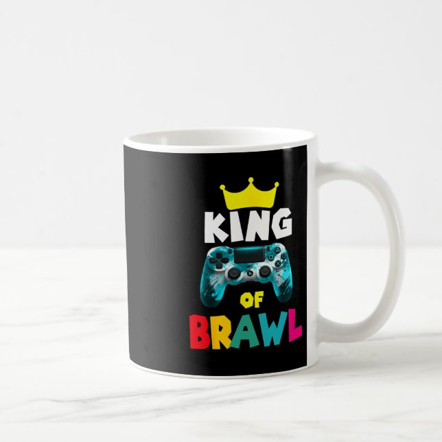 Retro Brawl King Gamer Gaming Brawler Brawl Funny  Kaffemugg (Höger)