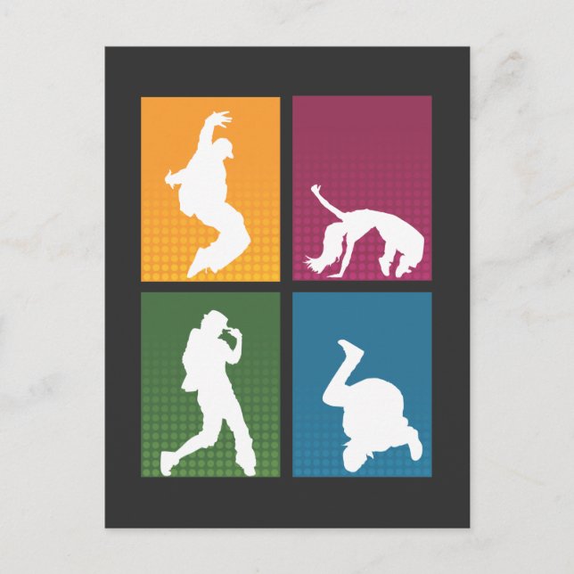 Retro Break Dance Hip hop Dancer Artist Vykort (Framsida)