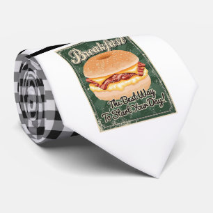 Retro Breakfast Bagel Necktie Slips