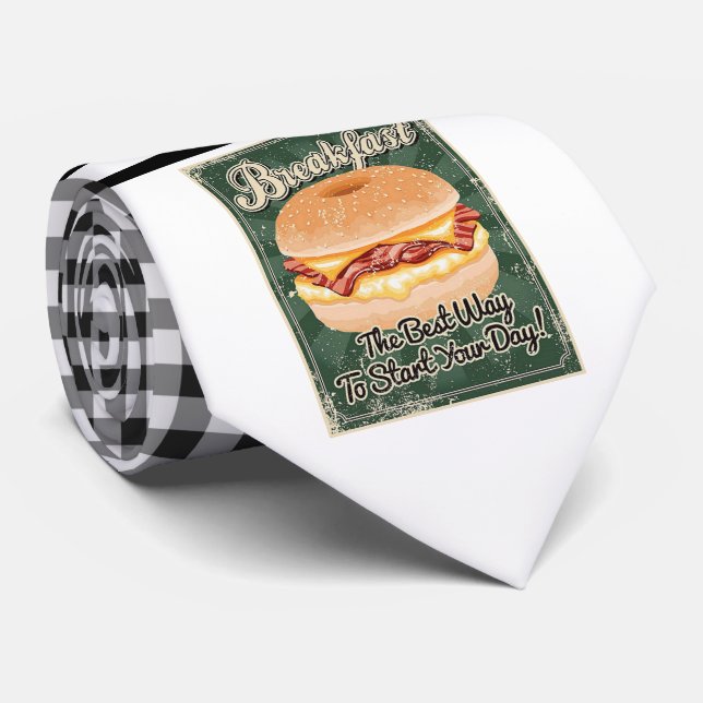 Retro Breakfast Bagel Necktie Slips (Rullad)