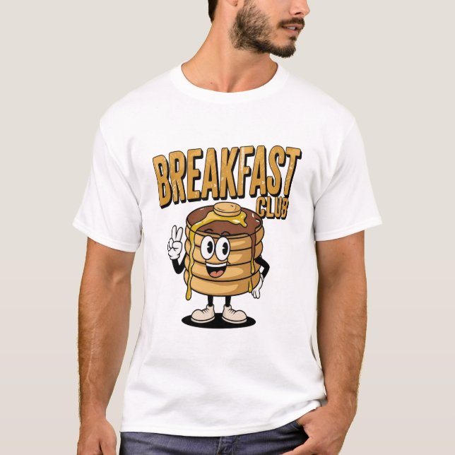 Retro Breakfast Klubb Pancake Stack | Funny Foodie T Shirt (Framsida)