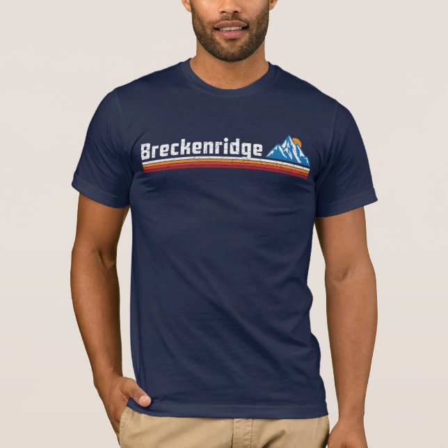 Retro Breckenridge Mountain Ski Sunset T Shirt (Framsida)